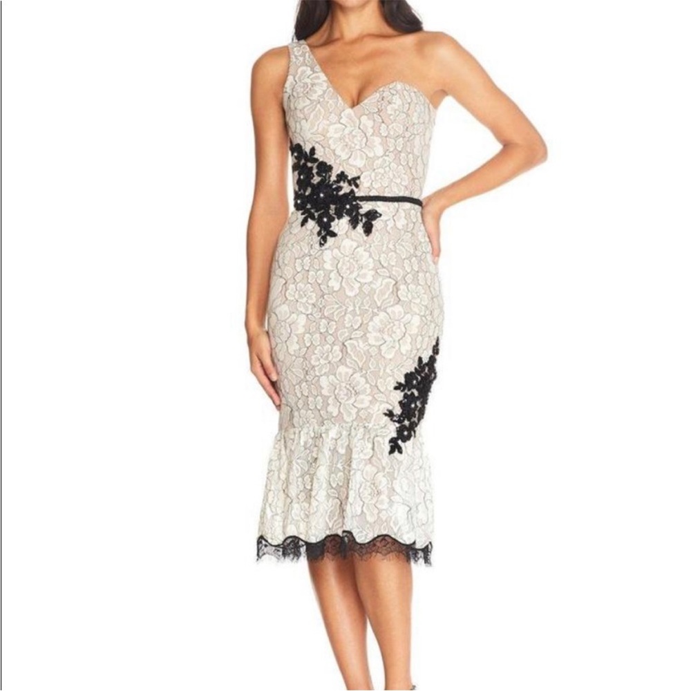 Cream Asymmetrical One Shoulder Sheath Dress